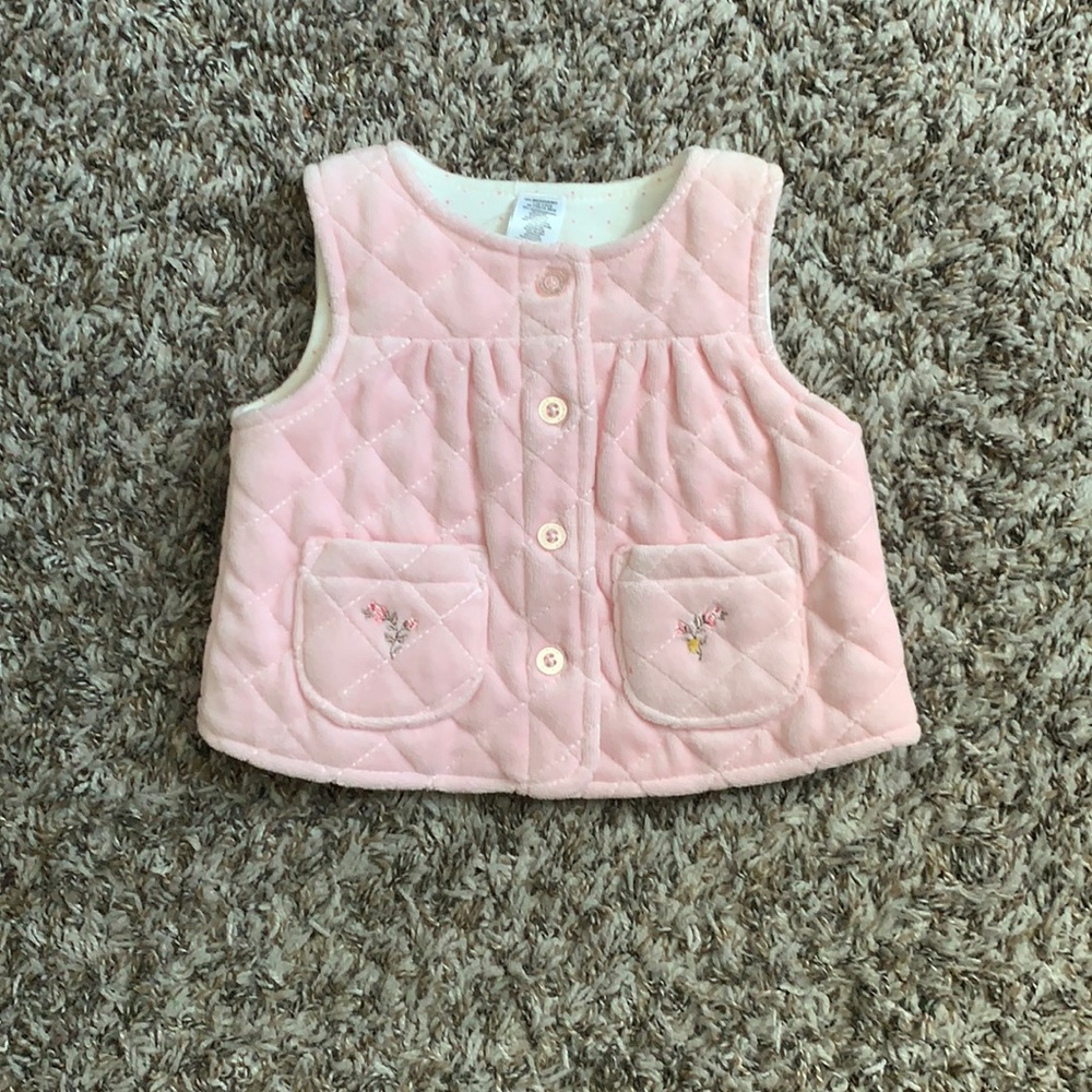 Little Me Rose Manor pink baby girl vest. 3 months